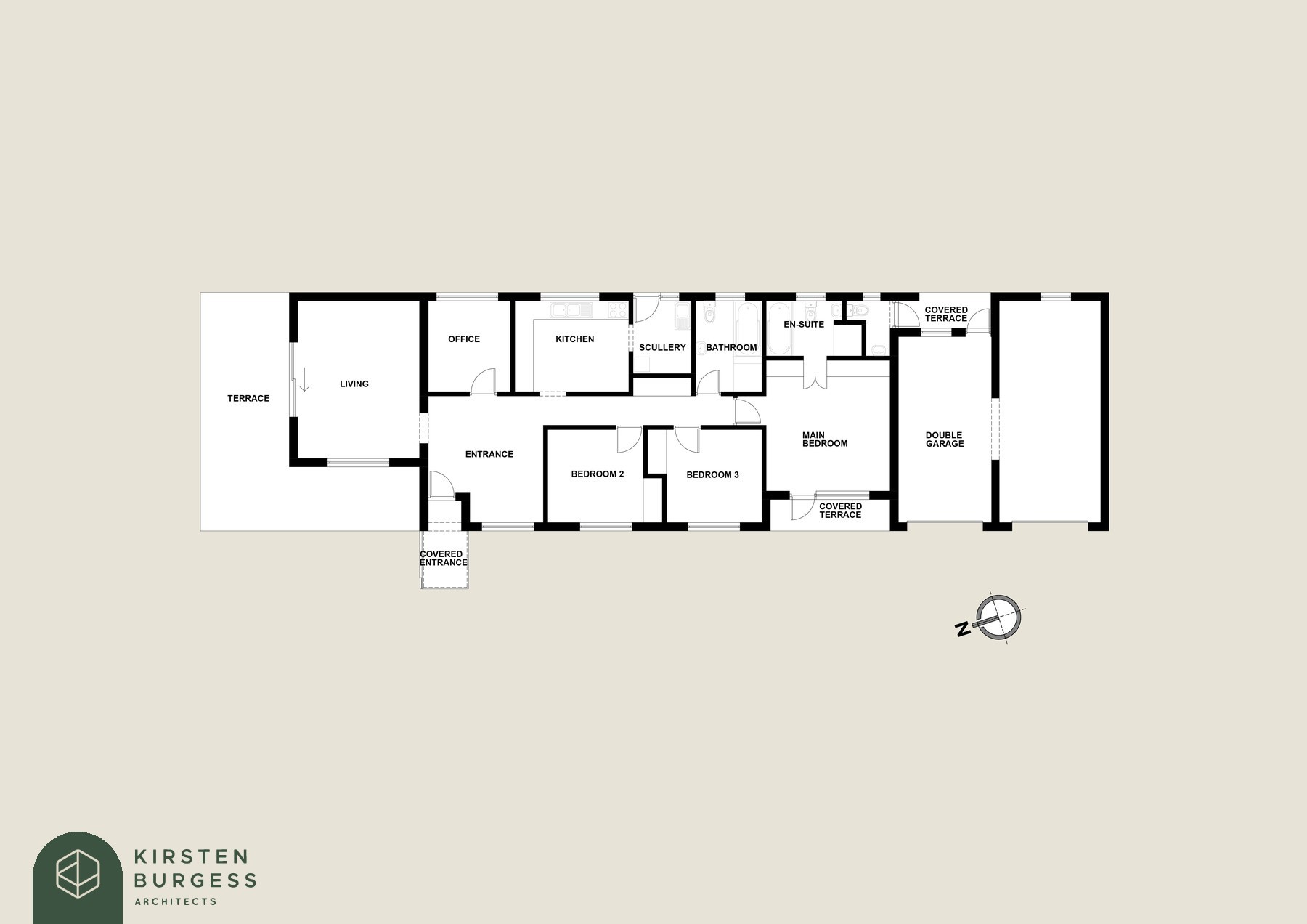 Before floor plan of House Shearon, a single-storey bungalow with office, kitchen, three bedrooms and one en-suite